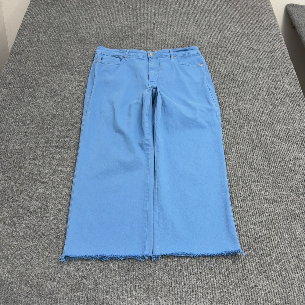 Judy Blue Jeans Womens 18W Blue Cotton Garment Dyed Raw Hem Wide Leg Boho Casual